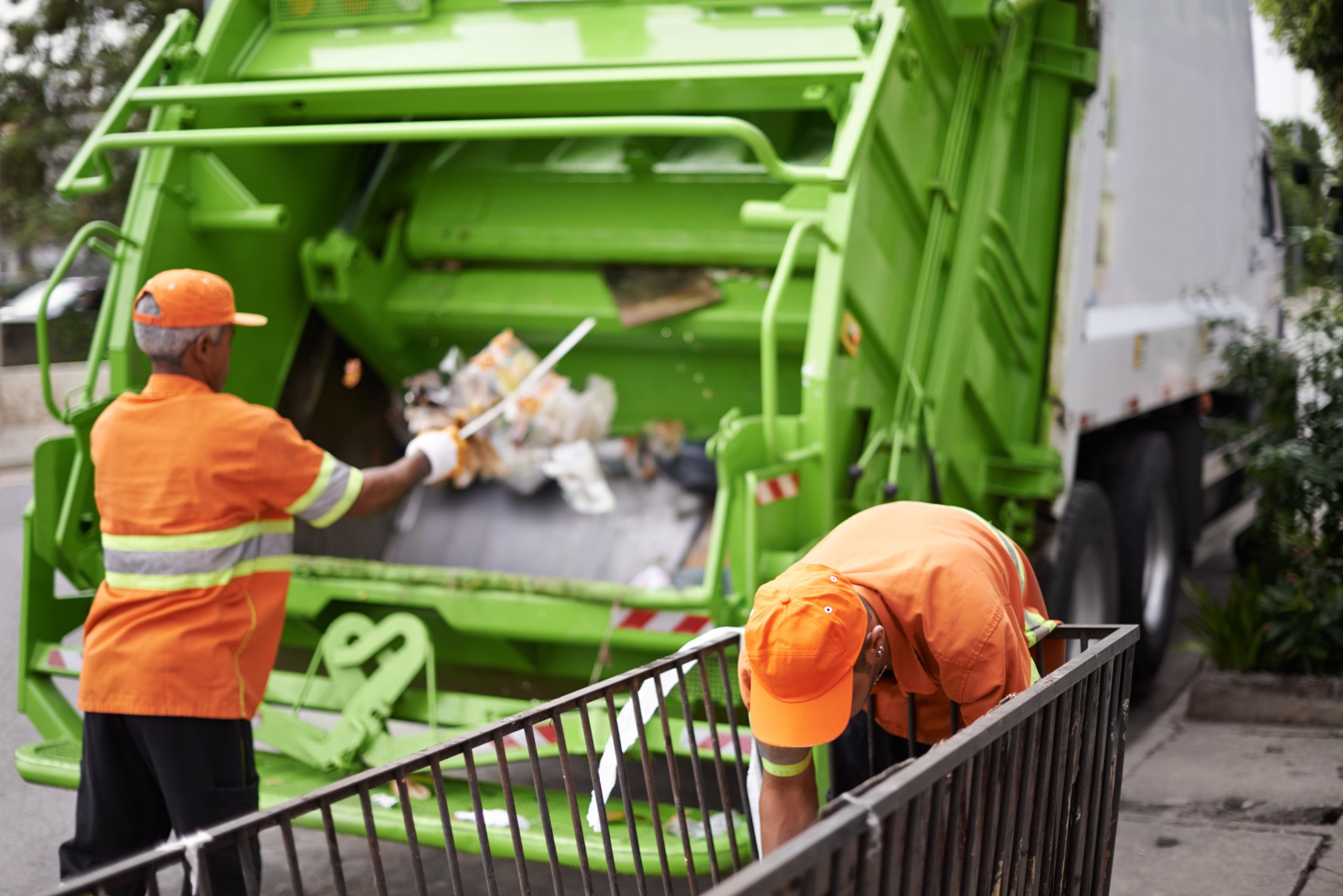 men-garbage-truck-city-container-collection-service-public-pollution-recycling-waste-management-trash-community-worker-teamwork-plastic-new-york-junk-refuse-dirt